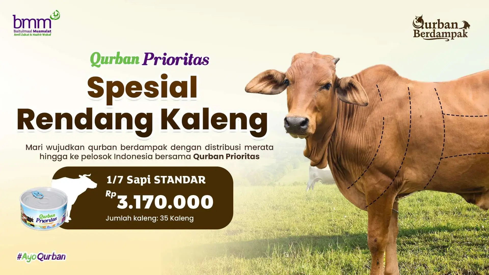 Qurban 1/7 Sapi Rendang Kaleng Standar 35 kaleng