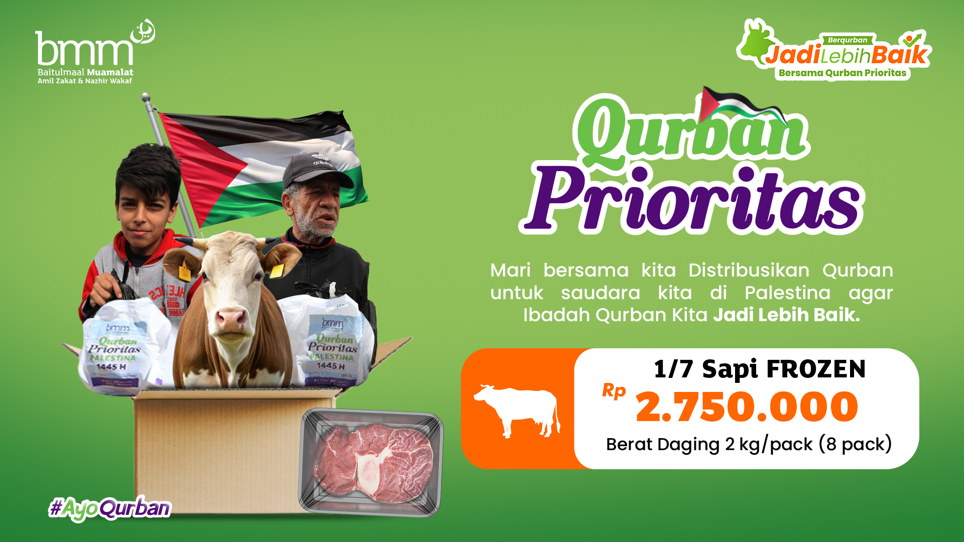 Qurban 1/7 Sapi for Pejuang Palestina (Frozen Meat)