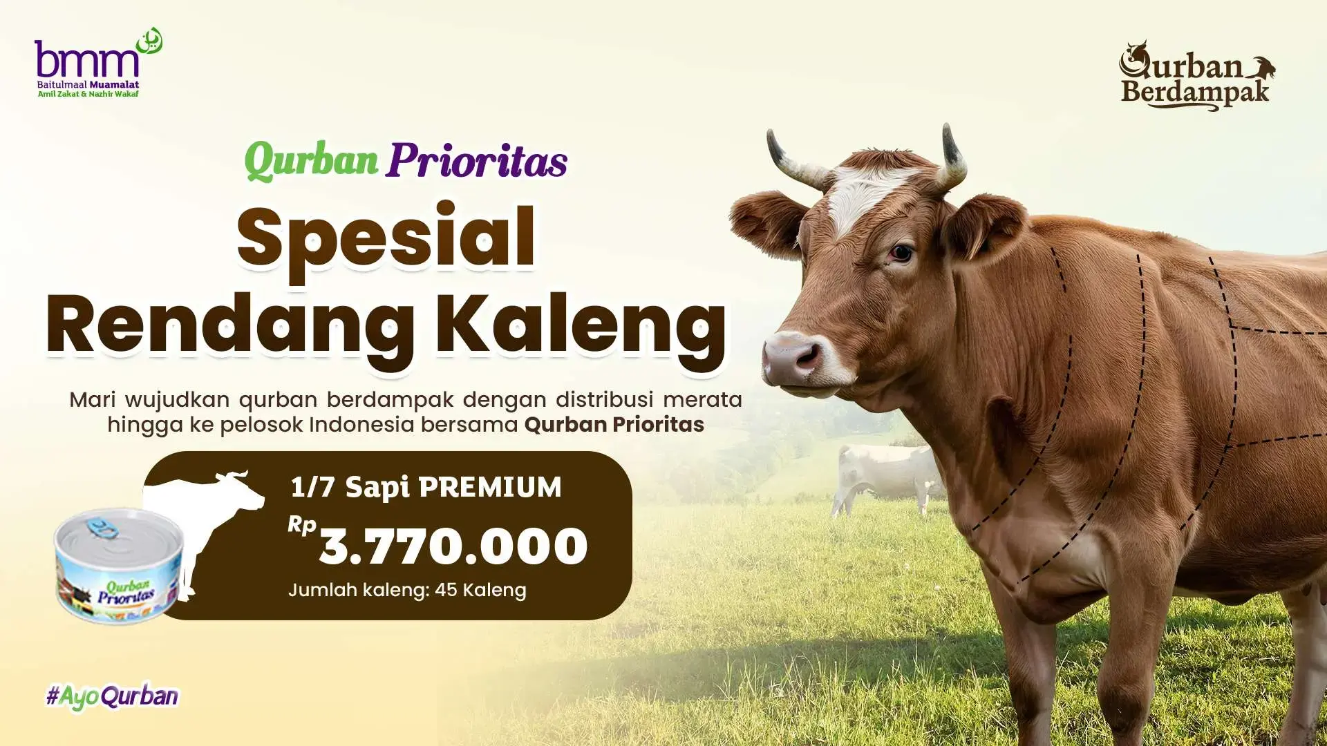 Qurban 1/7 Sapi Rendang Kaleng Premium [45 Kaleng]