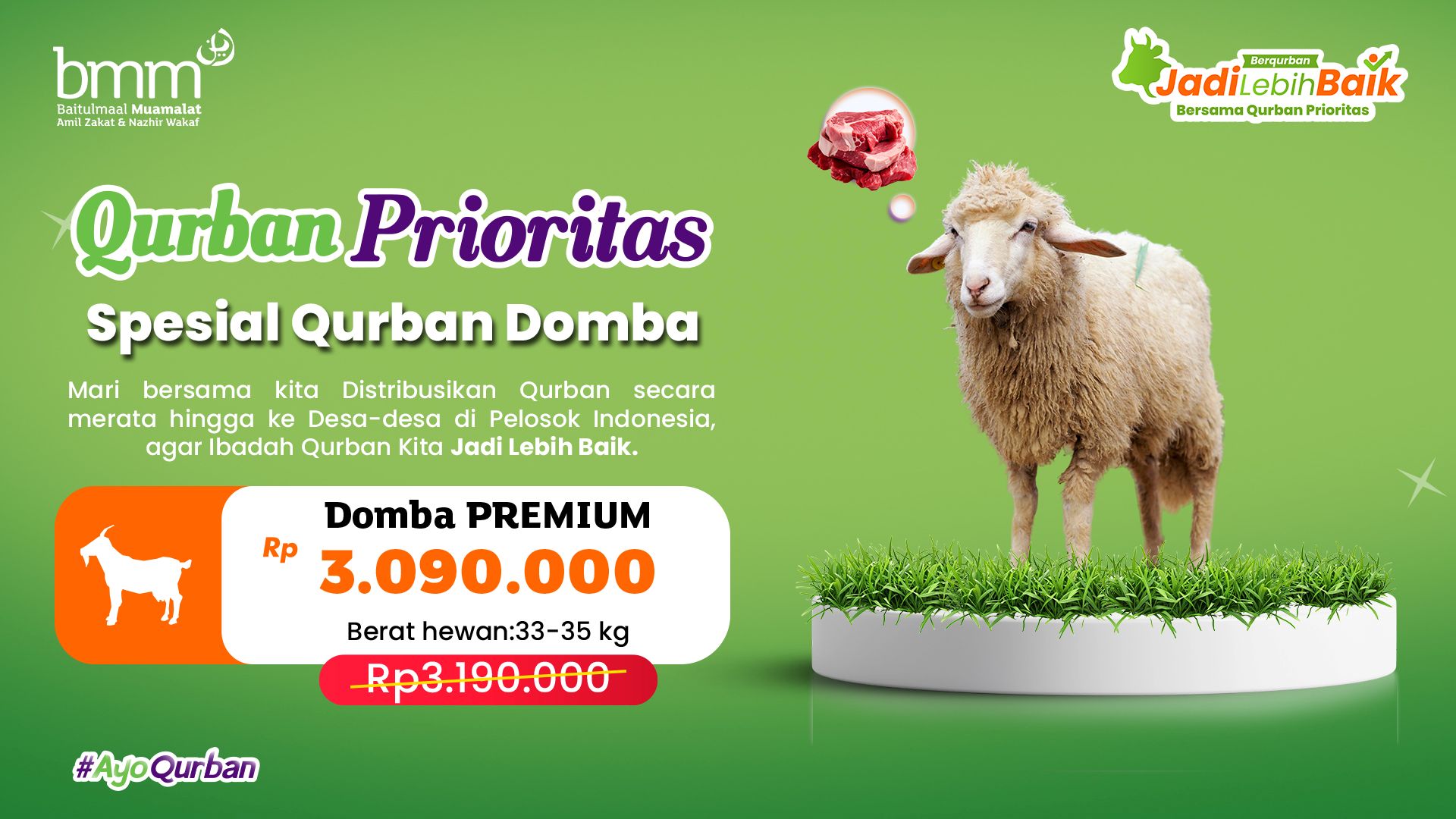 Qurban 1 Ekor Domba Premium 33 - 35 Kg