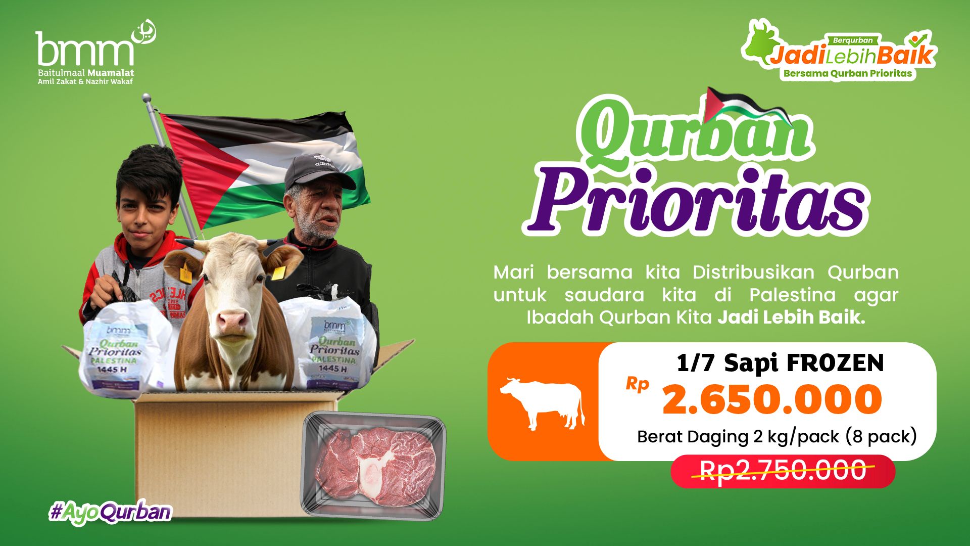 Qurban 1/7 Sapi for Palestina (Frozen Meat)