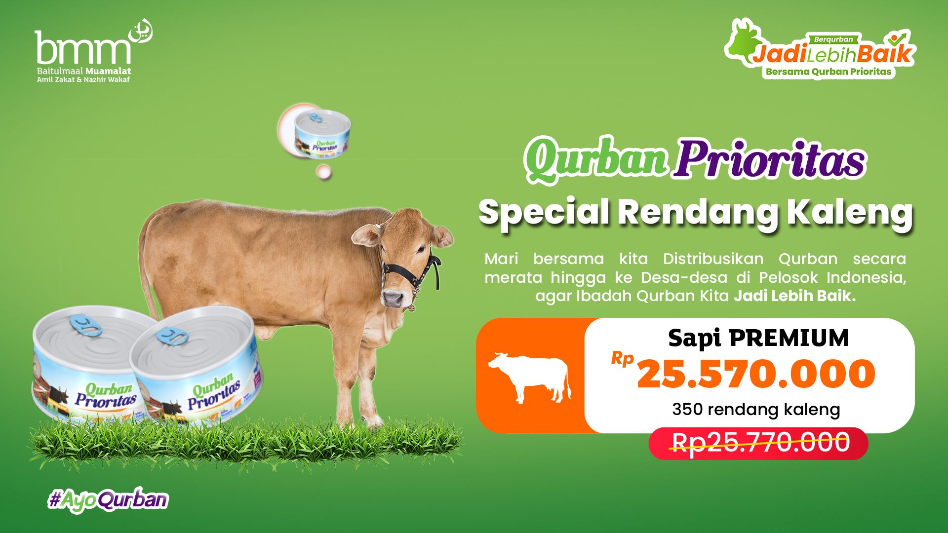 Qurban 1 Ekor Sapi Rendang Kaleng Premium [350 Kaleng]