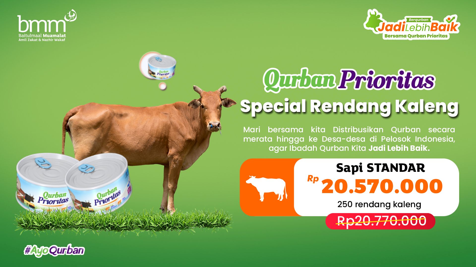 Qurban 1 Ekor Sapi Rendang Kaleng Standar [250 kaleng]
