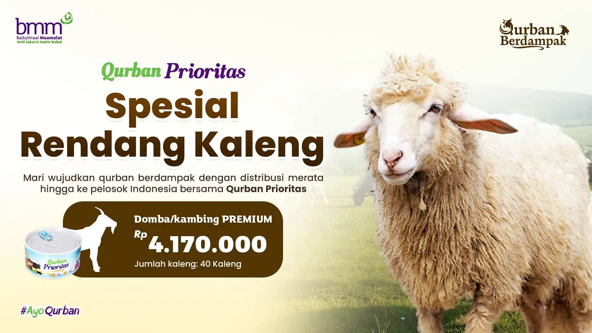 Qurban 1 Ekor Domba/Kambing Rendang Kaleng Premium [40 Kaleng]